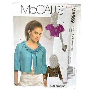 McCall's M5669‎ Jacket Pattern Misses Size 4-12 Cropped